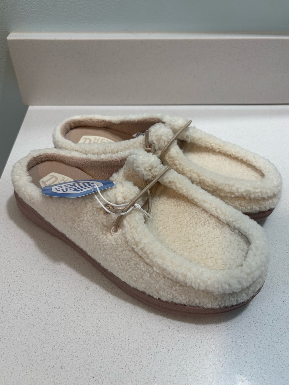 Hey Dude Wendy Slip Sherpa Shoe Egret Size 7 Wide - Picture 4 of 6